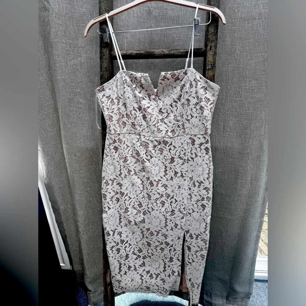 Lulu's Cream Tan Spaghetti Strap Sheath Dress